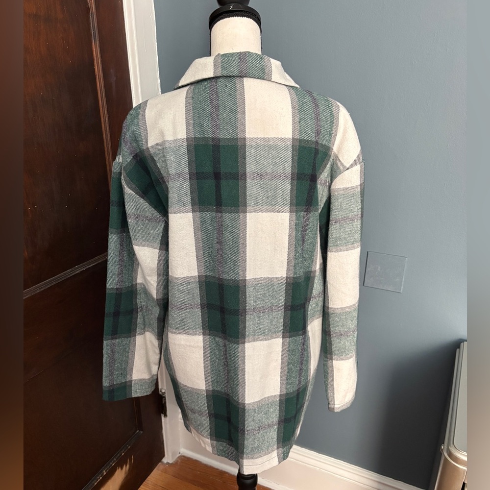 SHEIN LUNE Plaid Print Drop Shoulder Flap Detail Coat - Picture 4 of 5